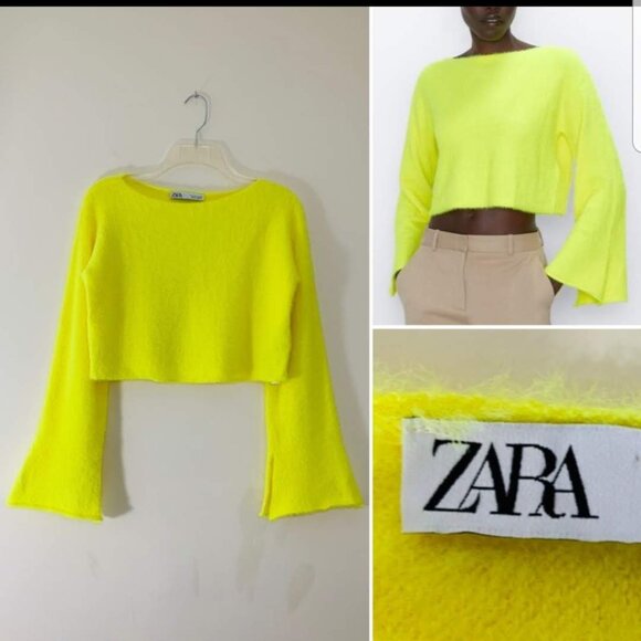 Zara yellow cropped super soft sweater Size S - Picture 1 of 9